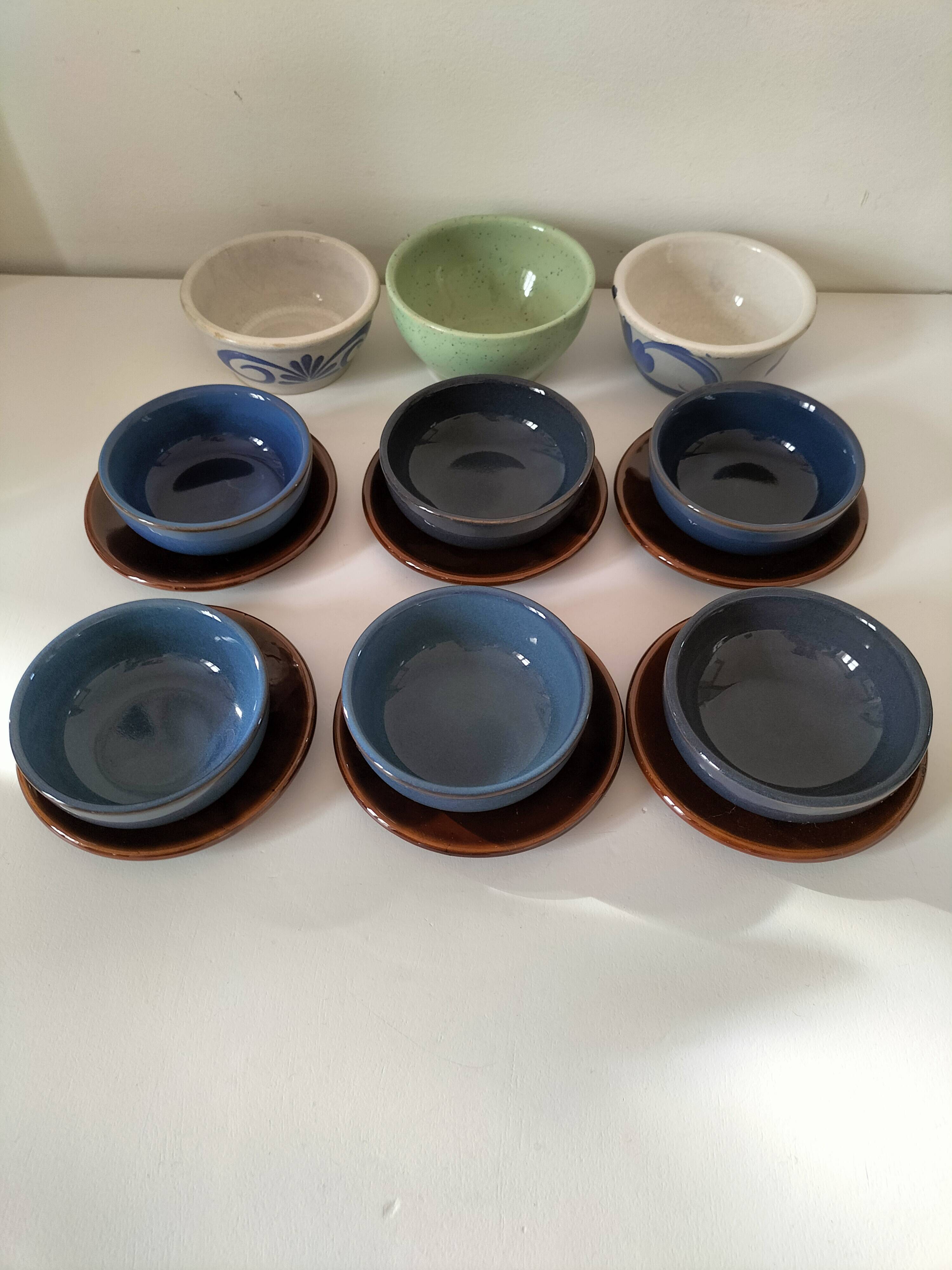 Vintage blue bowl mix & match set – country breakfast spirit