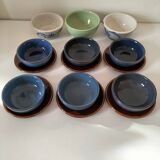 Vintage blue bowl mix & match set – country breakfast spirit