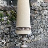 Beige ceramic lamp with crackle look, vintage 1970