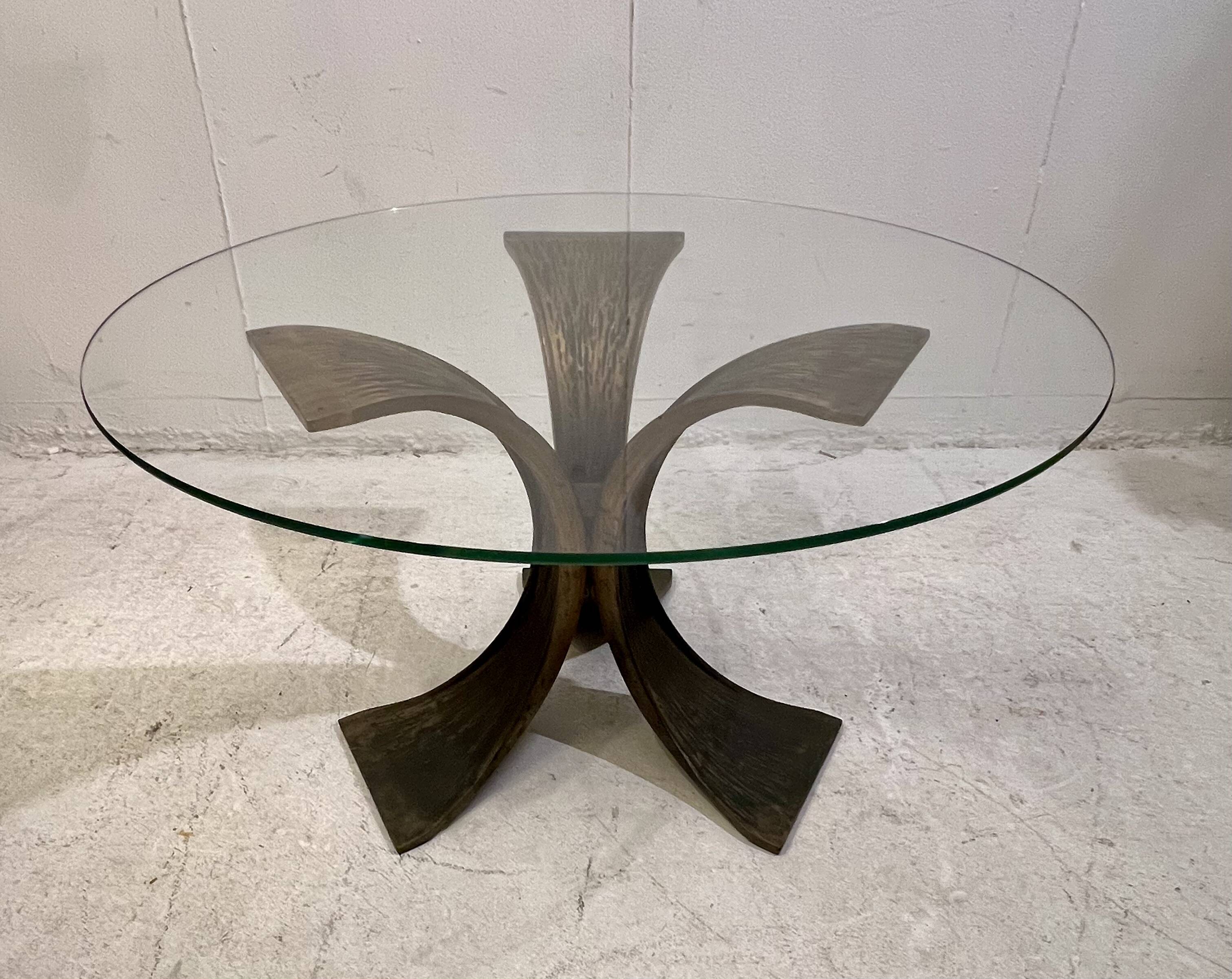 Mid-Century Glass And Bronze Coffee Table, 1960s