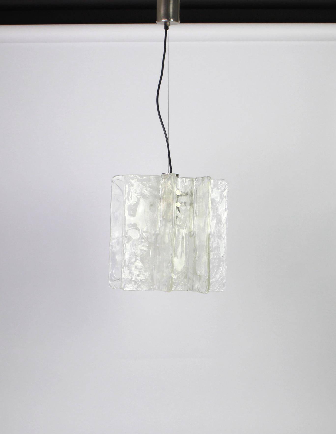 1 of 2 Murano glass chandeliers designed by Carlo Nason for Mazzega, 1970s.