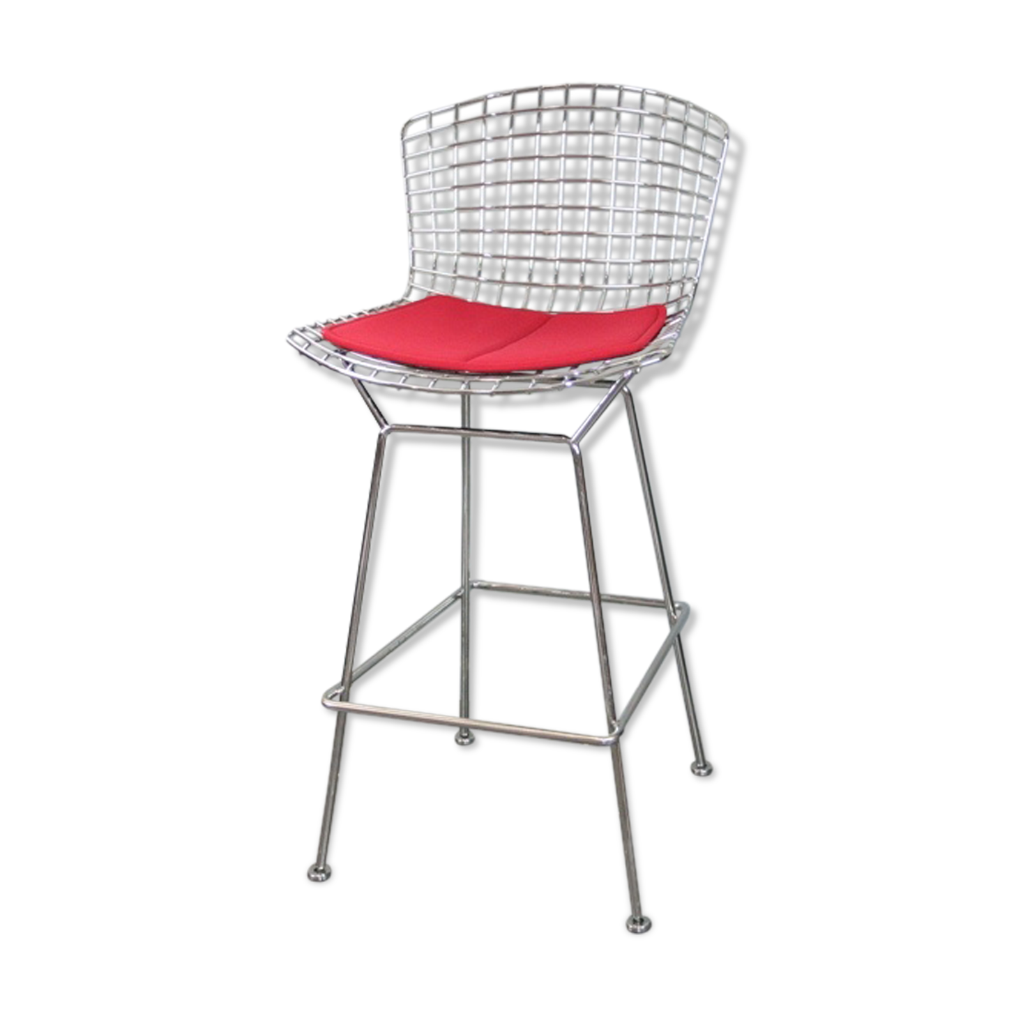 Bar stool Harry Bertoia Knoll chrome red cake