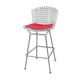 Tabouret de bar Harry Bertoia Knoll chromé galette rouge