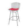 Tabouret de bar Harry Bertoia Knoll chromé galette rouge