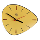 Vintage Formica clock silent asymmetrical wall pendulum "Yellow Japy"