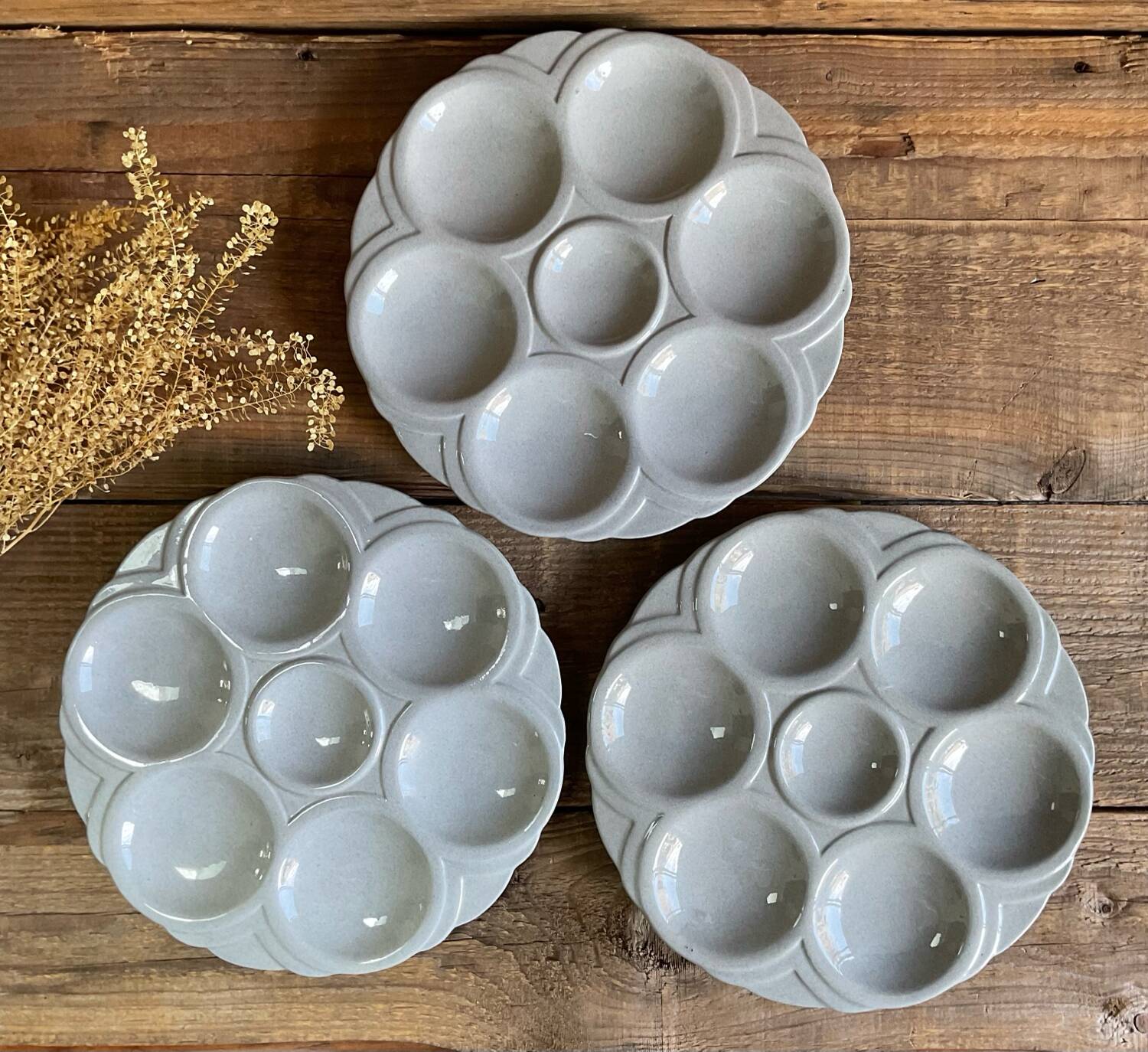 3 Art Deco oyster plates Digoin Sarreguemines