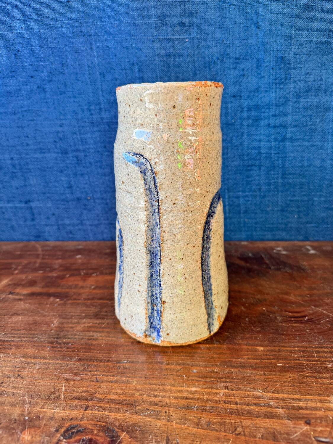 Beautiful stoneware vase glazed by the ceramist Jean Tessier. Late 20th century