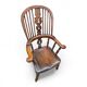 Wide arm arch back antique Windsor chair / Ash Elm rustic farmhouse Yorkshire Windsor chair / 19th century