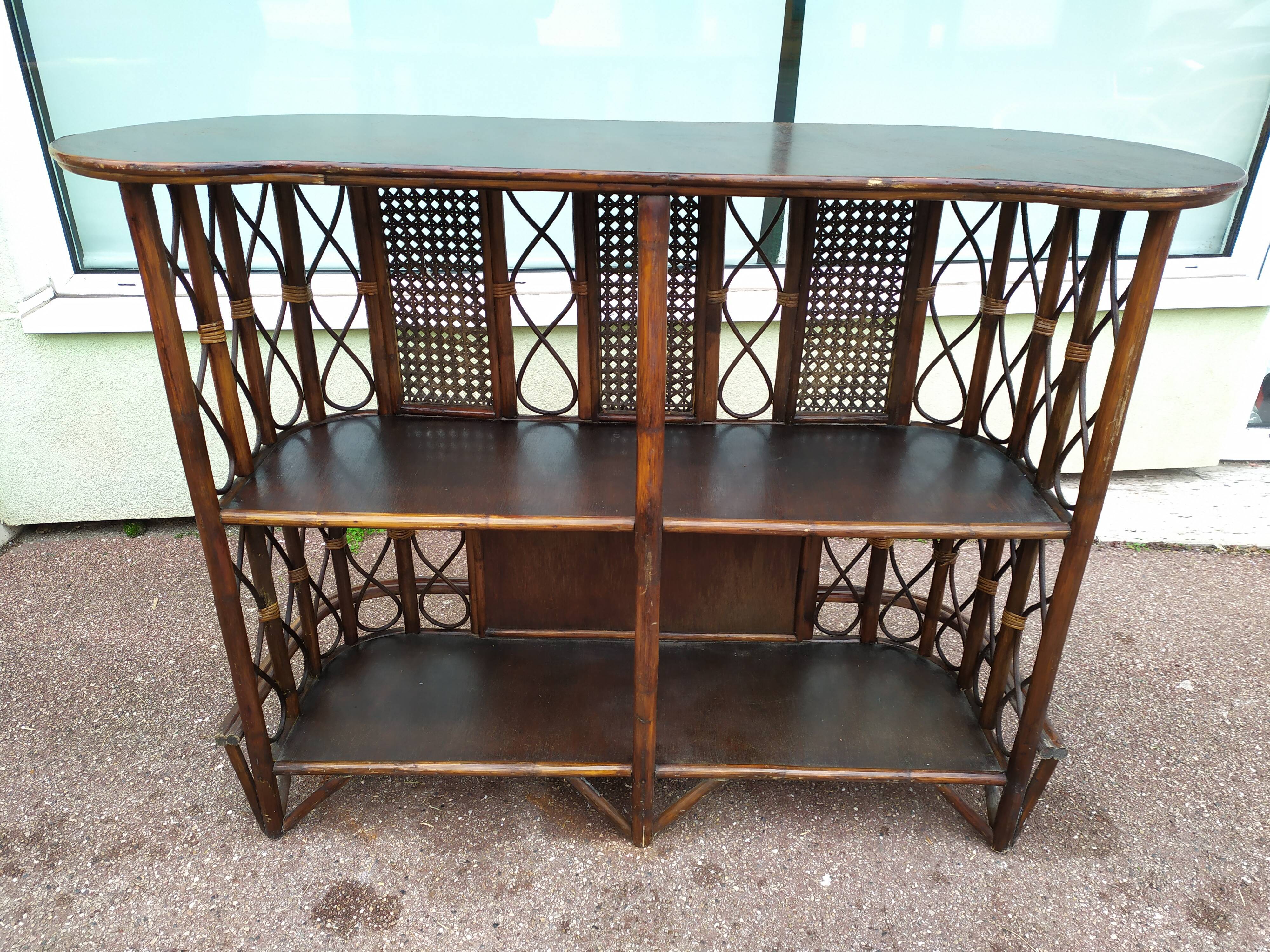 Set Bar + 2 rattan stool bamboo cannage