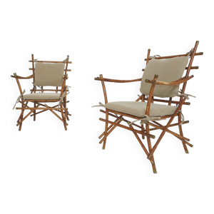 2 fauteuils en bambou,