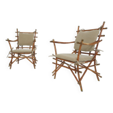2 fauteuils en bambou, Italie, années 1960