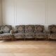 Living room set: sofa and 2 Louis XV armchairs in wood and damask fabric.