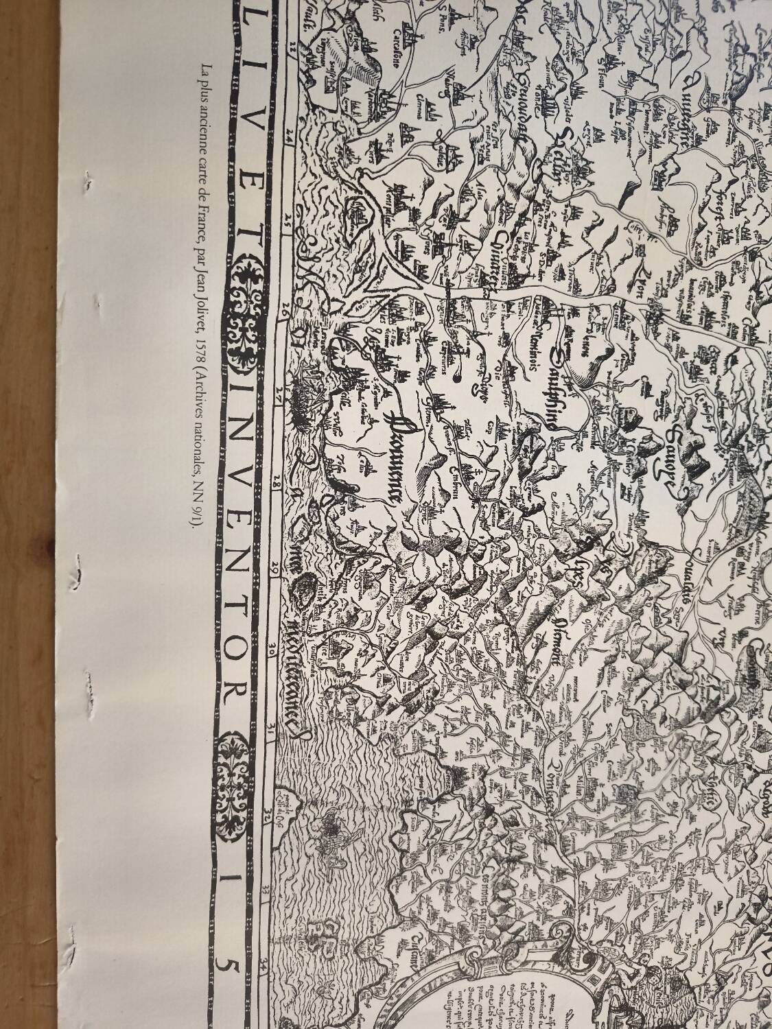 Carte ancienne de la France – Gravure du XVIᵉ siècle Jean Jolivet