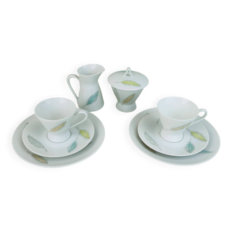 Service à moka 8 pièces rosenthal forme 2000 raymond loewy décor feuilles tombantes