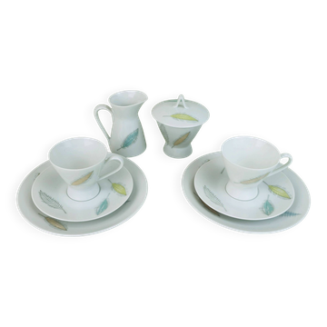 Ensemble MOCHA de 8 pièces Rosenthal forme 2000 décor Raymond Loewy feuilles tombantes