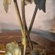 Wrought iron lamp with bronze patina 1920 to 40 pretty tulip pink glass paste 36x