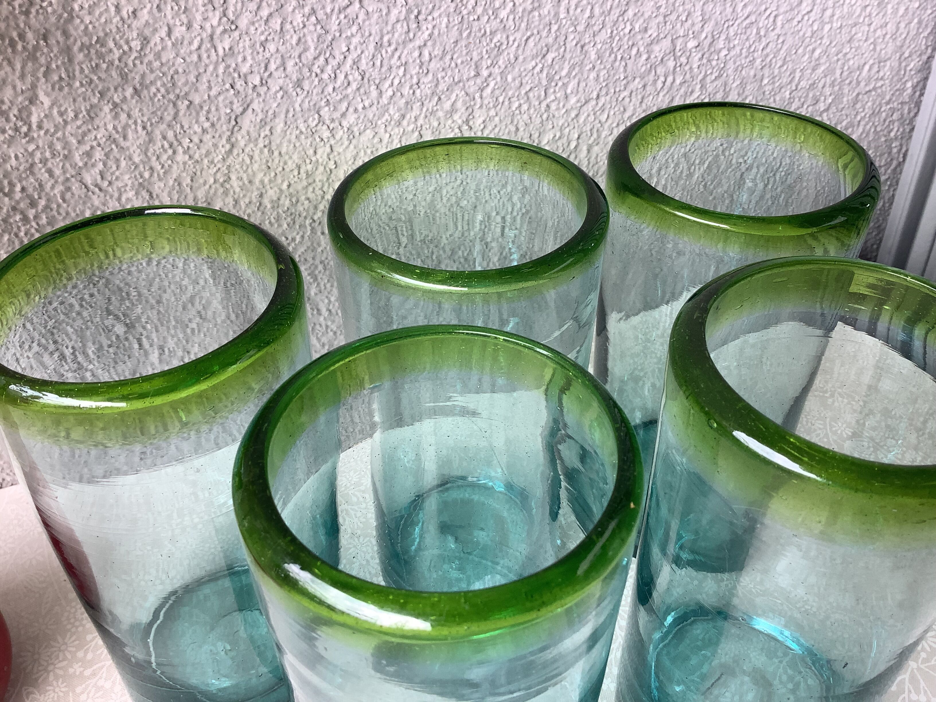 Aztecas Mexico blown glass glasses