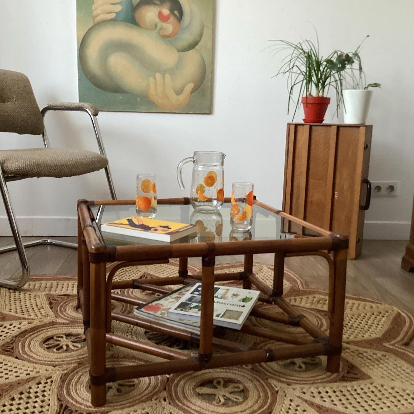 Vintage bamboo coffee table