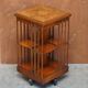 Vintage Style Sheraton Rotating Library Table in Elm and Satinwood