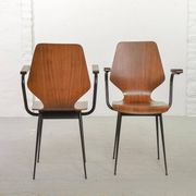 2 Carlo Ratti Style Minimalistic Plywood Side Chairs for Legni Curvati 50s
