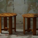 Pair of pine stools by a Swedish cabinetmaker, mid-century, 1960s.