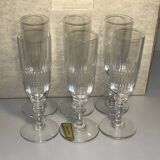 6 Baccarat crystal Renaissance champagne flutes + gold box