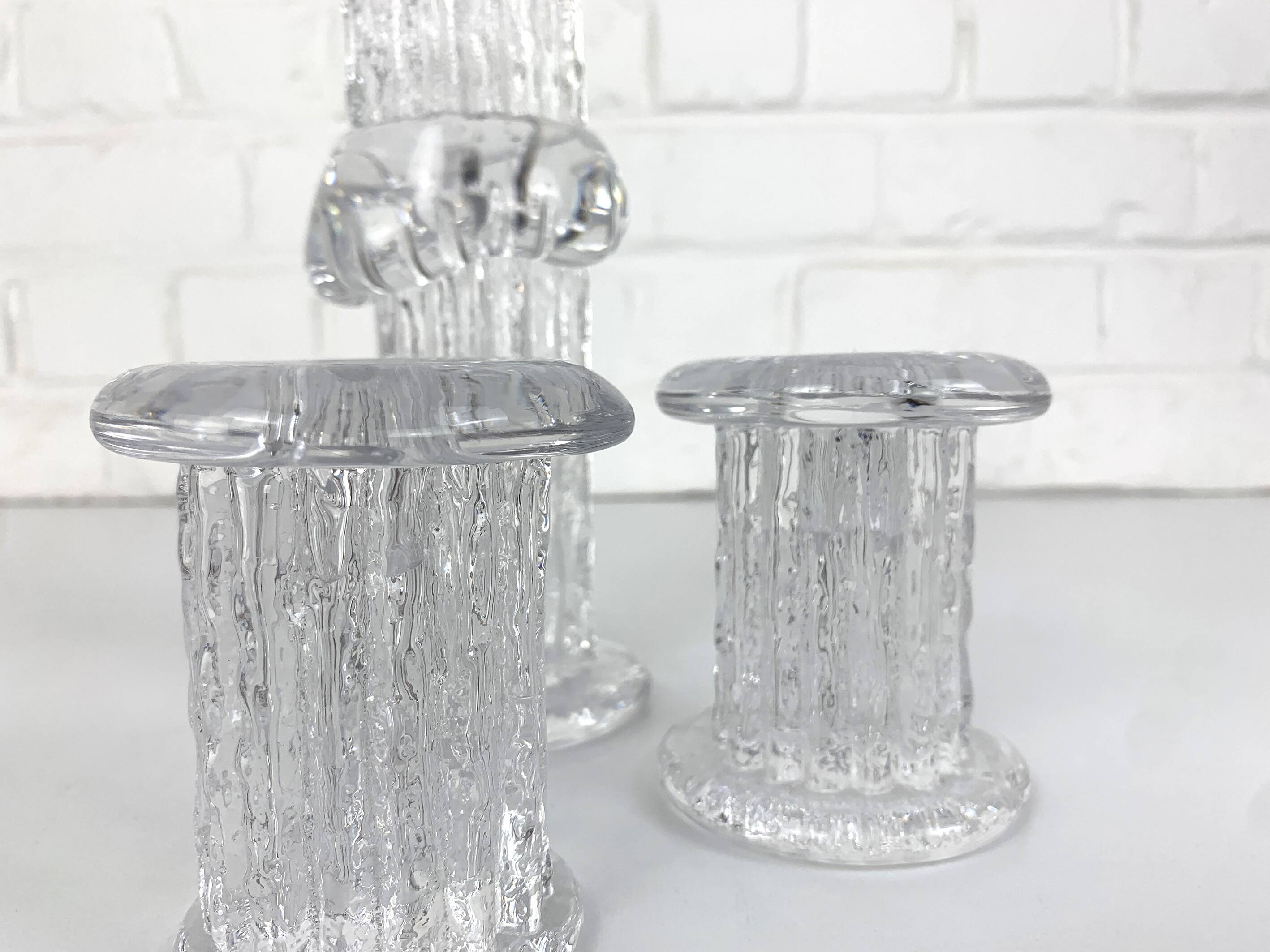 Glass candlesticks, Göran Wärff for Kosta Boda, Sweden, 1970s, set of 3