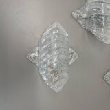 Set of 3 Murano Ice Glass Wall Lights/Sconces by FISCHER Leuchten, Germany, 1970