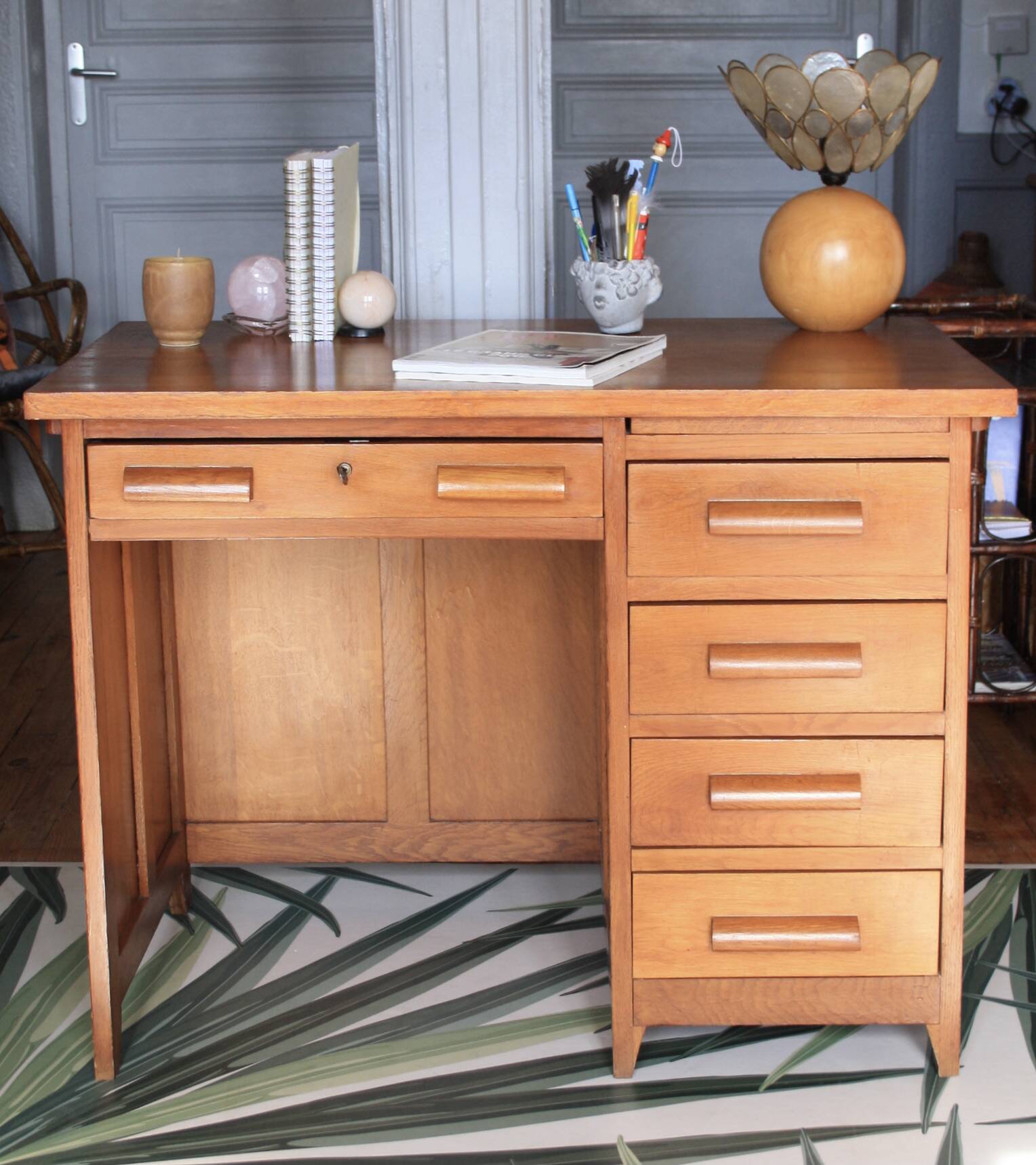 Solid wood school teacher desk