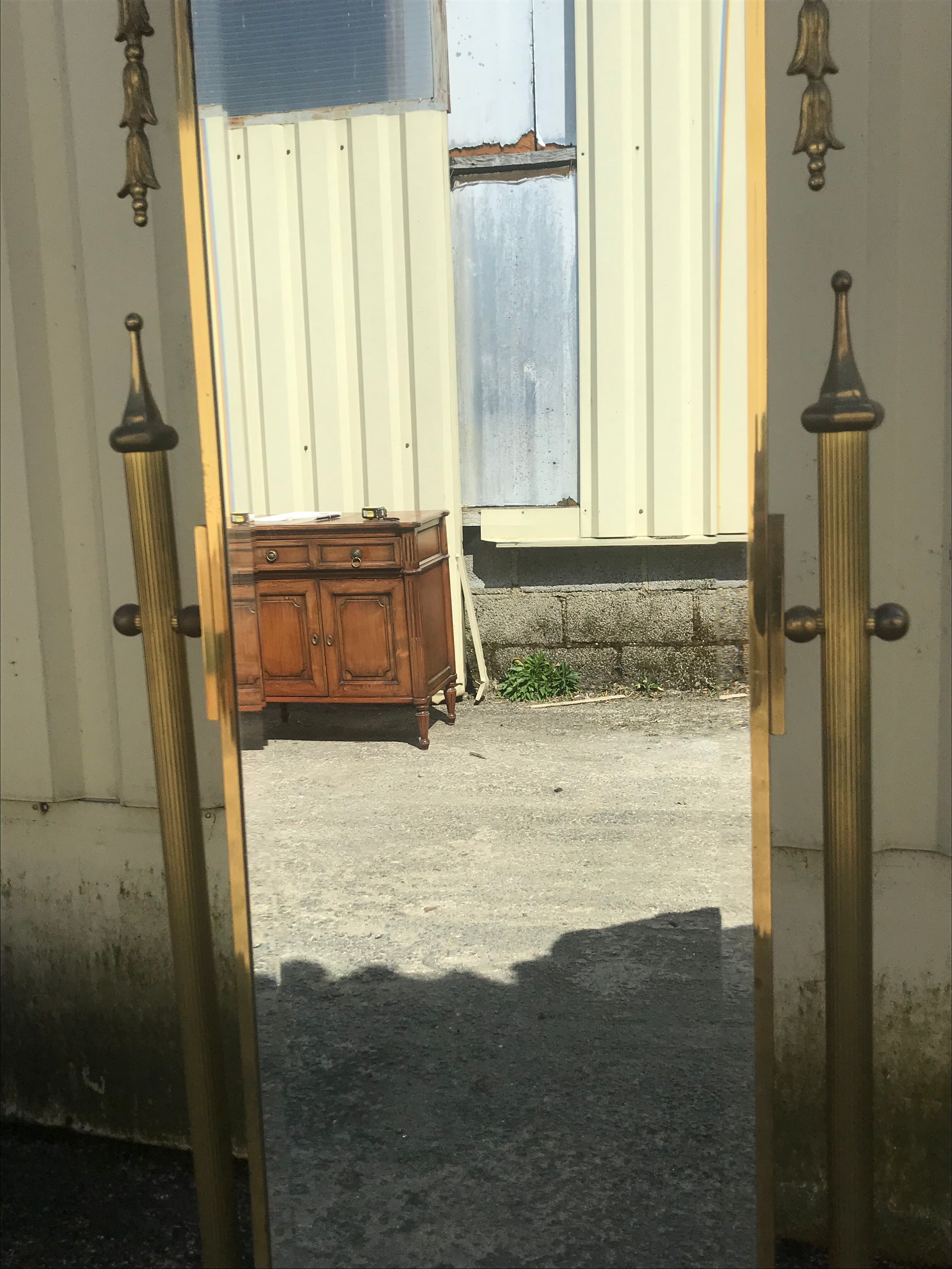 Brass psyche mirror 163x121cm