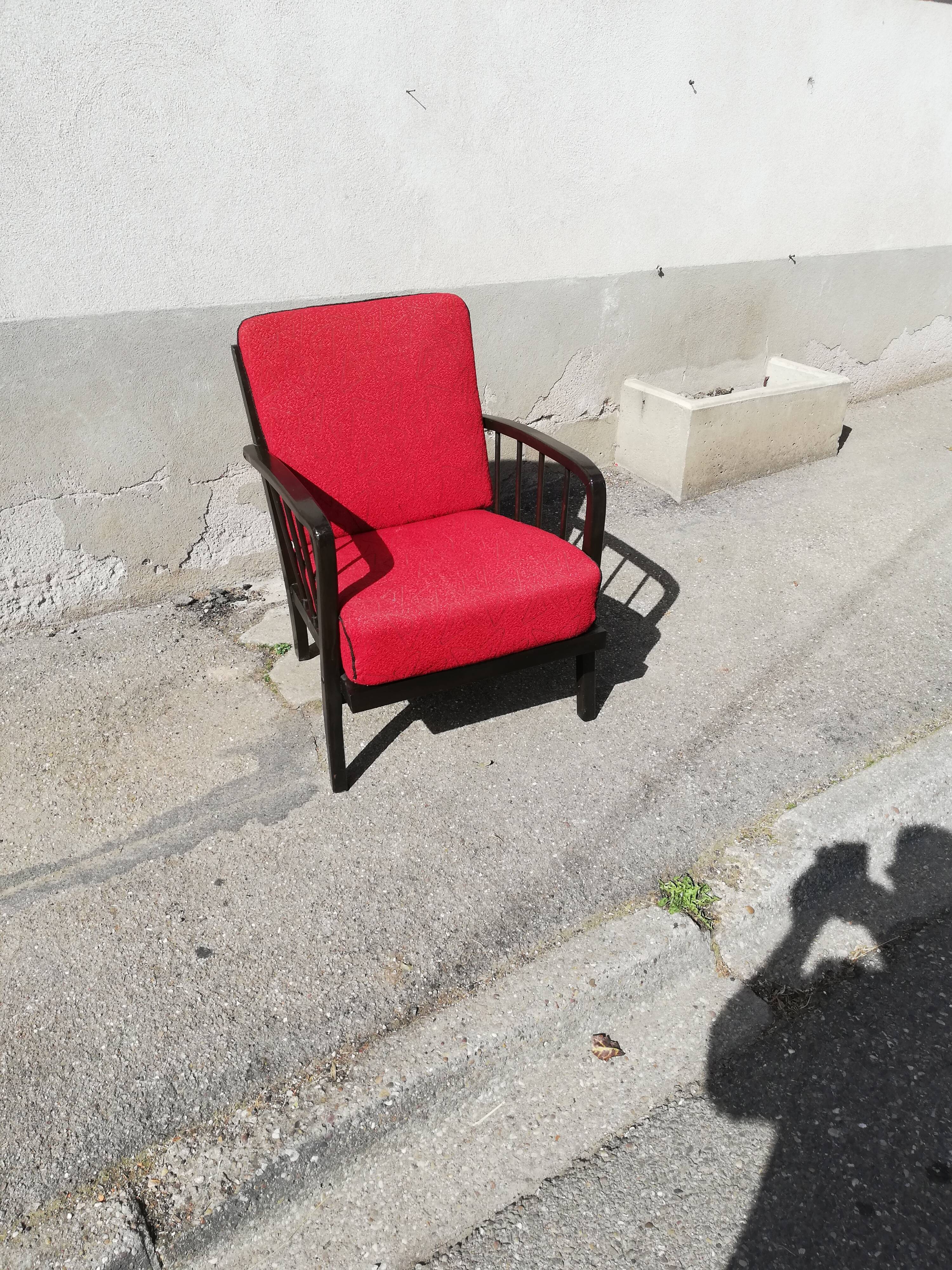 Armchair years 50 red fabric