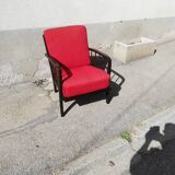 Armchair years 50 red fabric