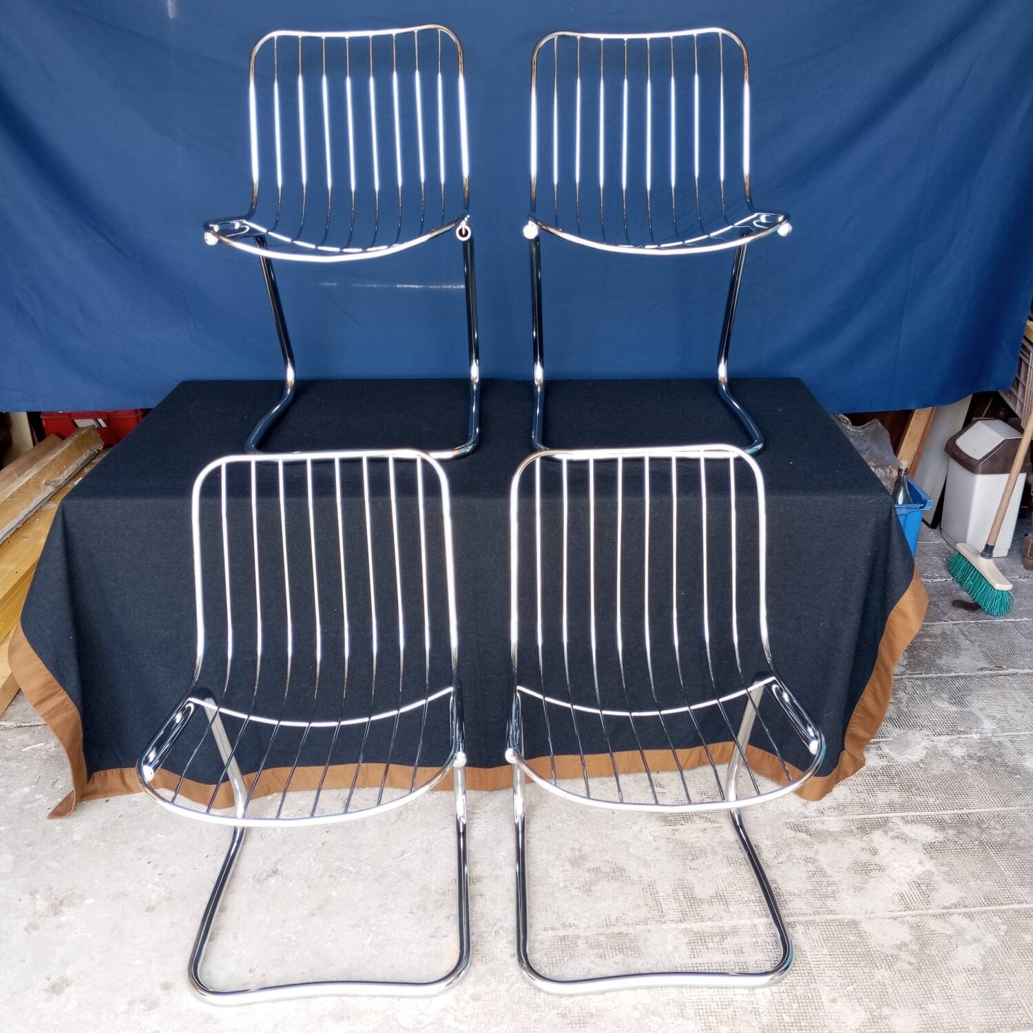70s chrome metal chairs