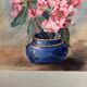 Watercolor painting m. buffeteau bouquet flowers signed & frame gilded wood vintage
