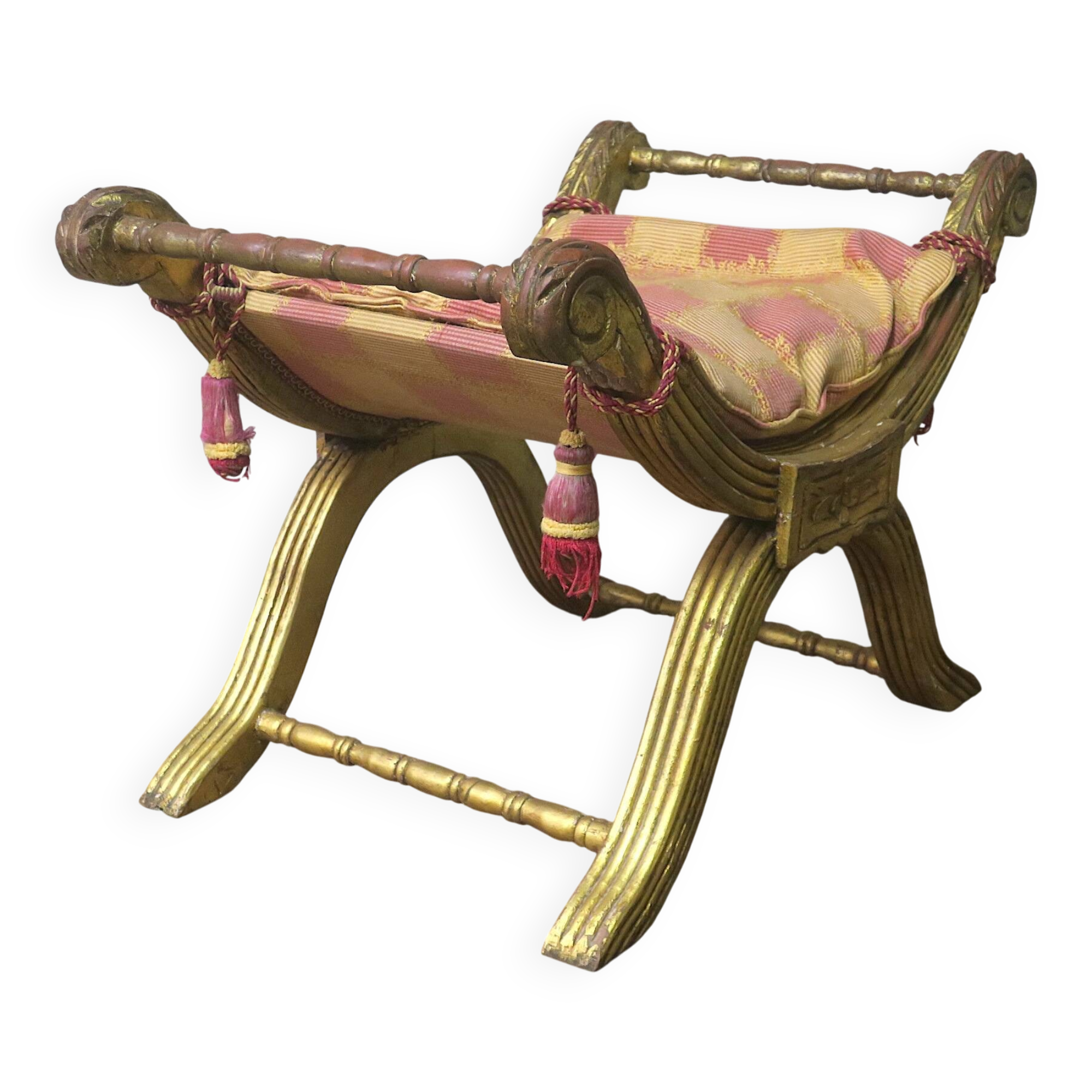 Antique parcel gilt cruciform stool