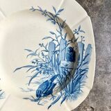 Assiette creuse Gien en terre de fer bleue, service "Oiseaux" vers 1870 n°2