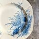 Blue ironstone hollow plate from Gien, "Birds" service, circa 1870, no. 2.