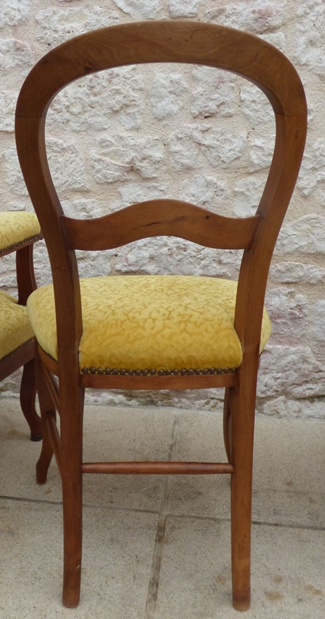 Louis Philippe period chair trimmed with yellow velvet in wood