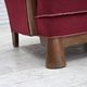 1960s, Danish armchair, red furniture velour, oak wood.