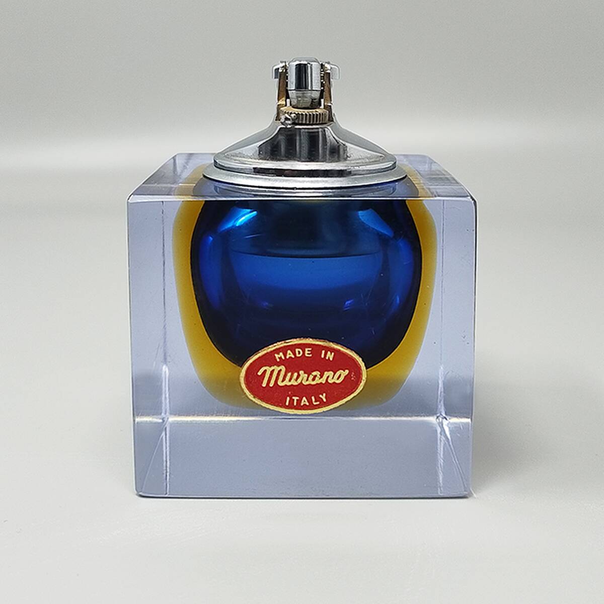 Briquet de table bleu des années 1960 en verre de murano sommerso par flavio poli pour seguso