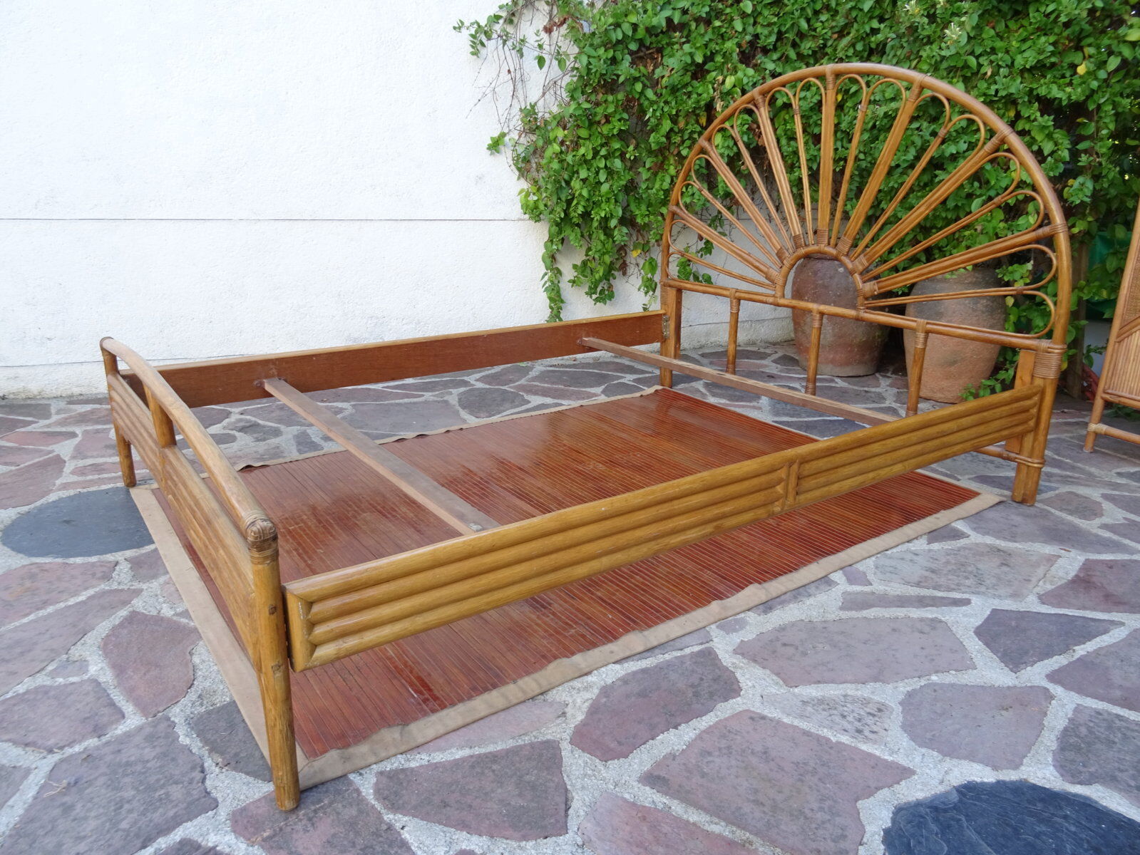Double rattan bed 60s