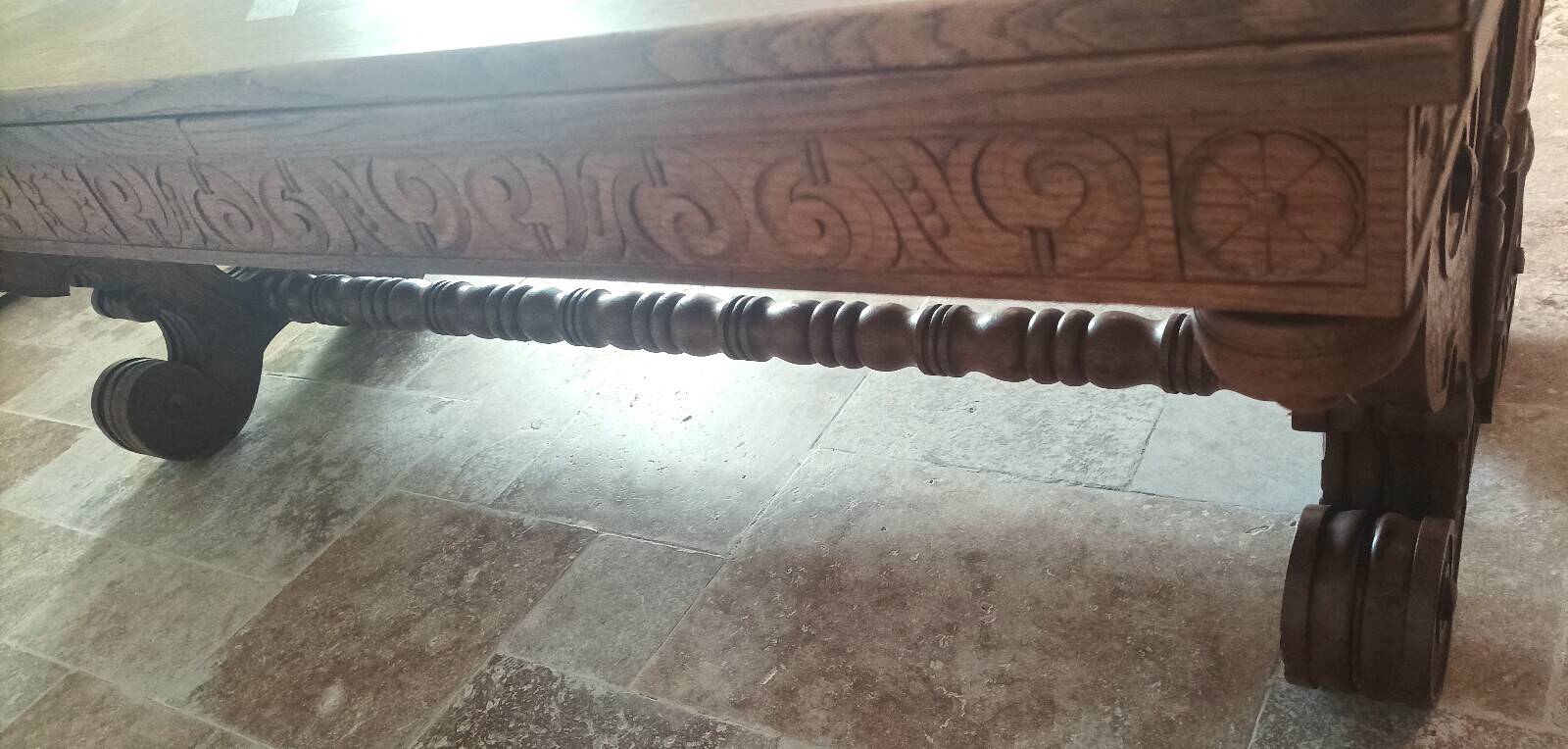 Rocaille table in carved solid oak