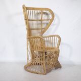 Fauteuil design en rotin des années 1970 « Peacock Throne » par Rohe Noordwolde
