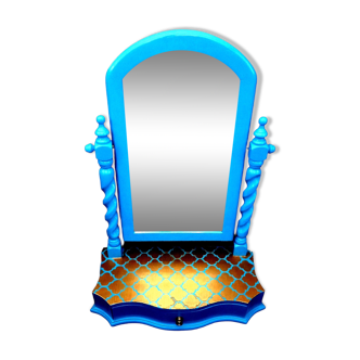 Psyché de table en bleu marocain avec détails doré