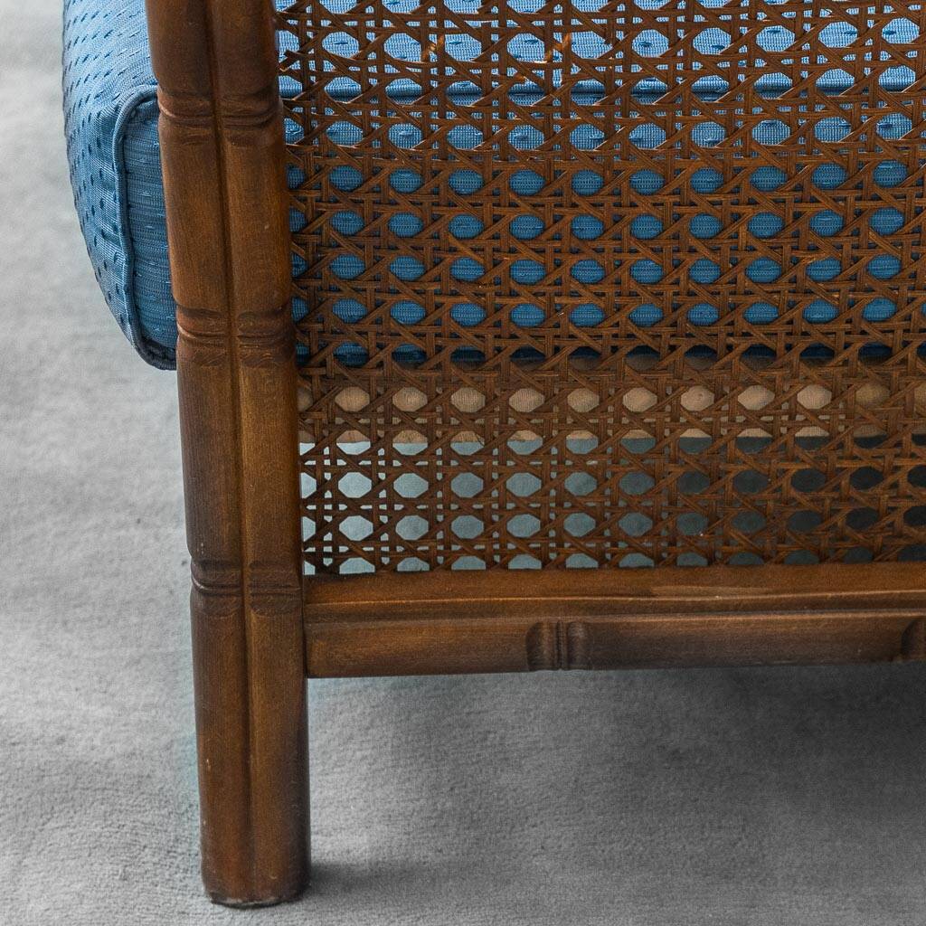 Vintage 2-seater sofa in bamboo and Vienna straw 1960s modernism