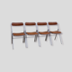 4 folding chairs chromed metal and Skaï fawn 1970