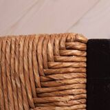 Vintage dining set, 4 chairs, extendable dining table, rope seating, 1970s