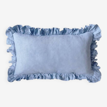Blue ruffle cushion