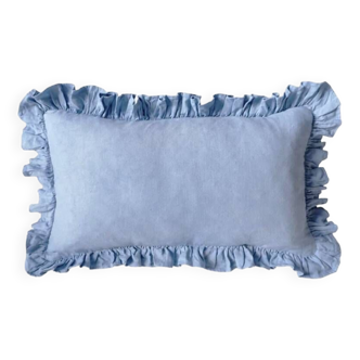 Blue ruffle cushion