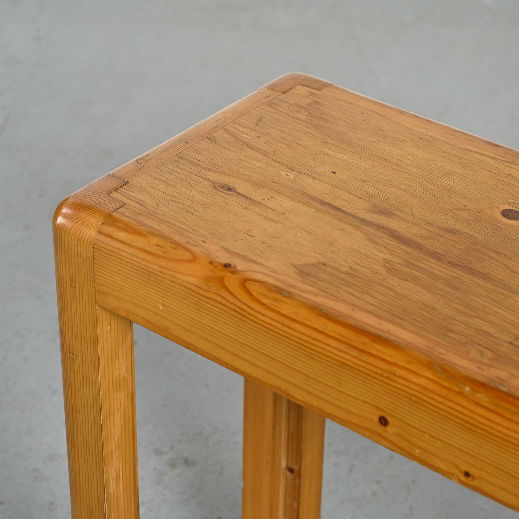 Solid pine console desk, Courchevel circa 1970